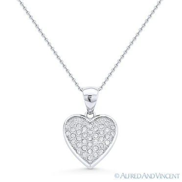 Sterling Silver & CZ Crystal Encrusted Heart Charm 
